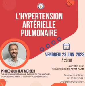 Lire la suite à propos de l’article Vendredi 23 Juin 2023 – Hypertension artérielle pulmonaire (O. Mercier)