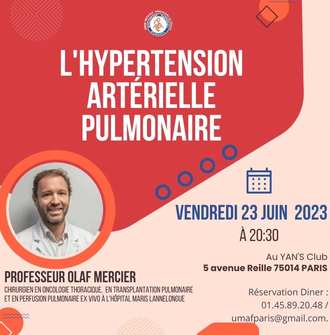 Lire la suite à propos de l’article Vendredi 23 Juin 2023 – Hypertension artérielle pulmonaire (O. Mercier)