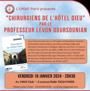 Lire la suite à propos de l’article Vendredi 19 Janvier 2024 – Chirurgiens de l’Hôtel Dieu (L. Doursounian)