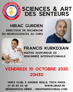 Lire la suite à propos de l’article Vendredi 10 Octobre 2025 à 20h30 : Sciences et Art des senteurs (H.Gurden & F.Kurkdjian)